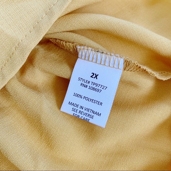 Sweet Rain Yellow/Mustard scrunchy blouse 2X - Picture 8 of 9
